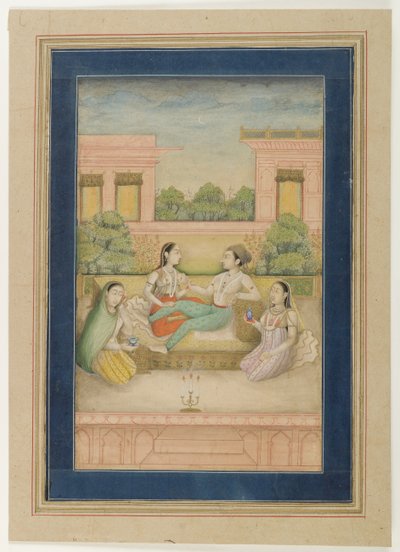 A Prince and His Consort on a Terrace by Indian School